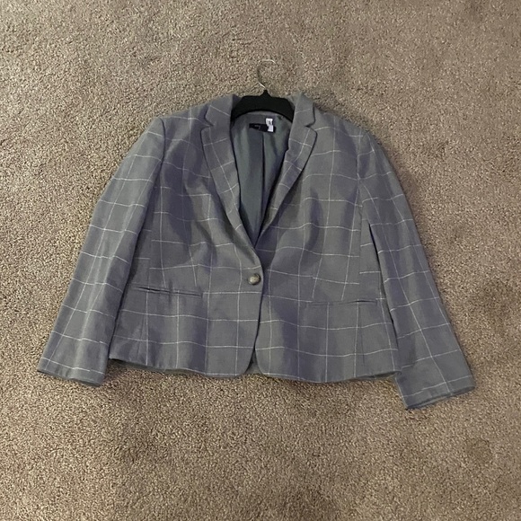 Ann Taylor Factory Gray Plaid Blazer - Picture 1 of 1